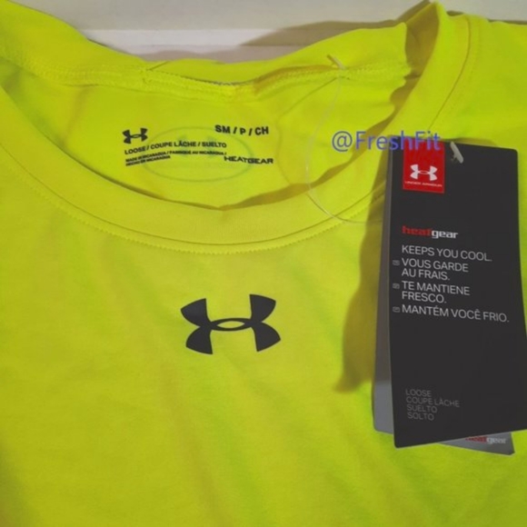 🆕Under Armour HeatGear Hi Viz Neon Yellow T-Shirt - Picture 3 of 6